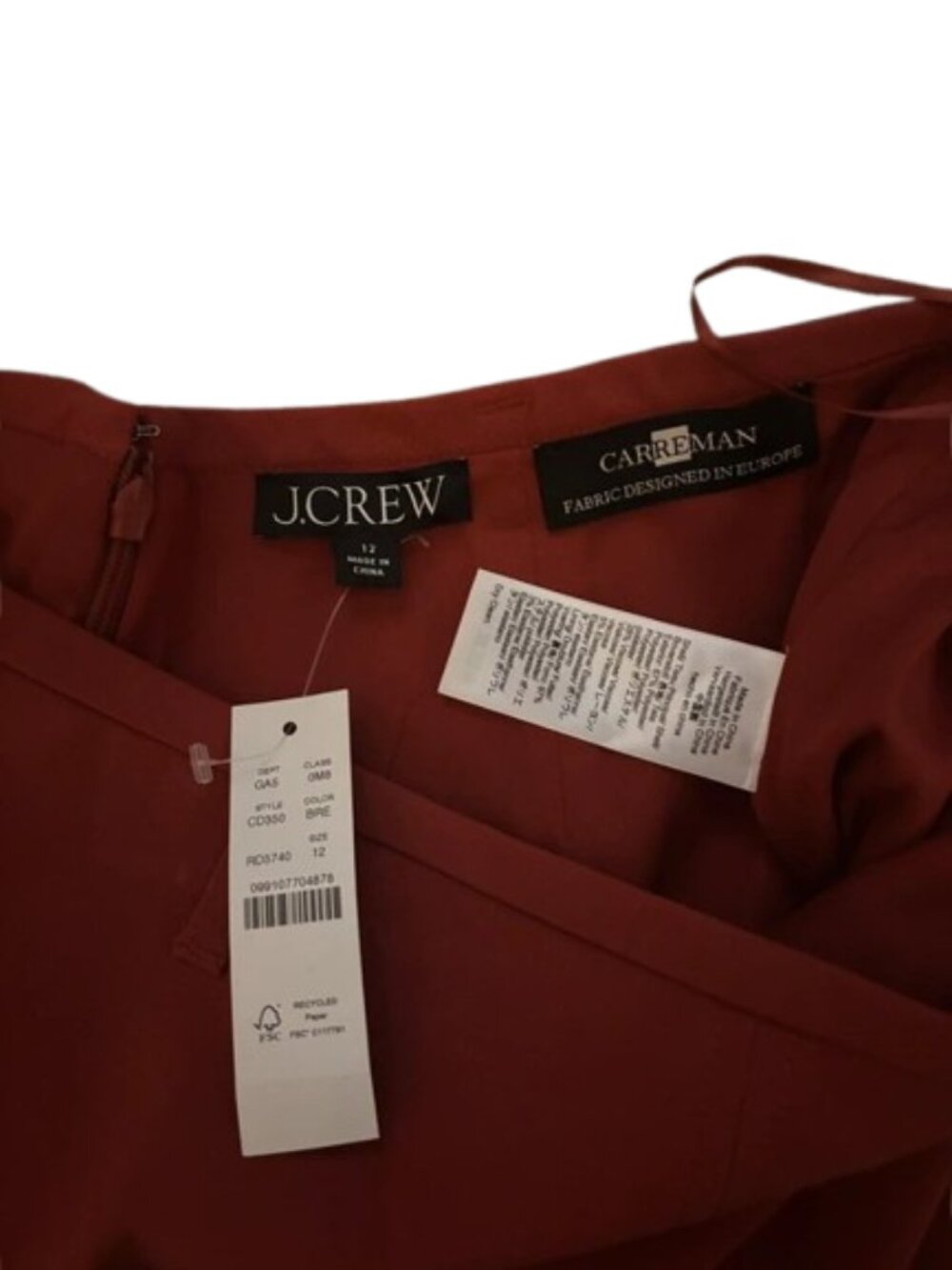NWT J. Crew Size 12 Chestnut Brown Pencil Midi Skirt in Four-Season Stretch NEW - Picture 7 of 8